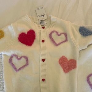 Lola + The Boys Heart Sweater - Cream with Red, Purple, Pink Accents